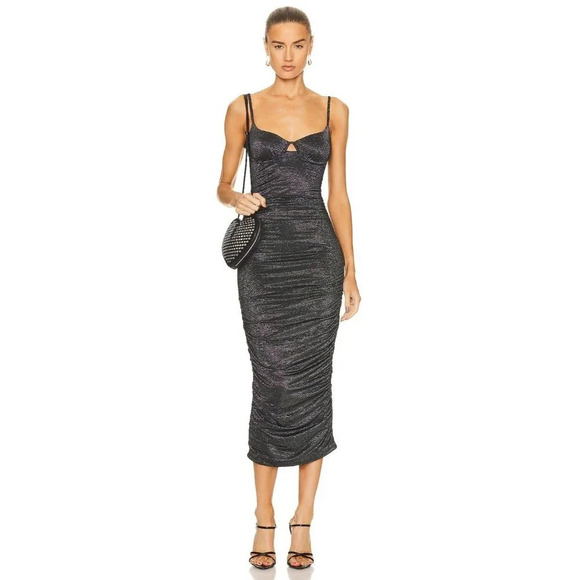 JONATHAN SIMKHAI STANDARD Cristina Midi Dress in Black XSmall New Womens - Picture 1 of 13